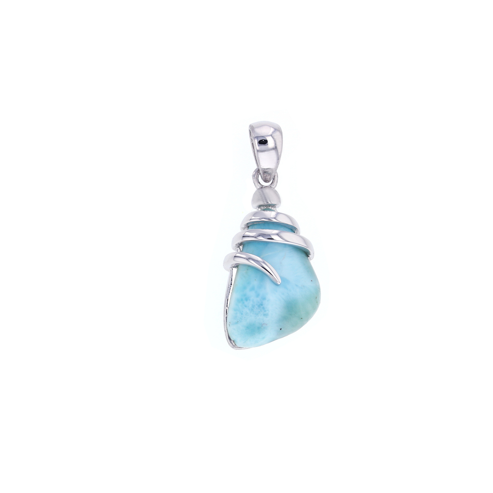 925 Sterling Silver Freeform Larimar w Spiral Pendant 3.48 gm